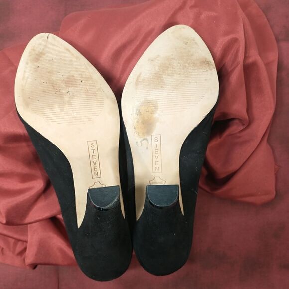 Steven By Steve Madden Ellusion Black Suede Leather Ankle Booties 10 M - Picture 8 of 11